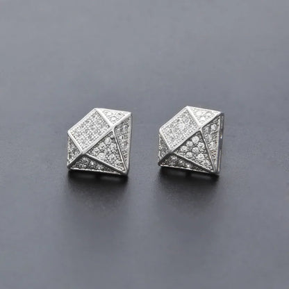 1 Pair Simple Style Geometric Inlay Copper Zircon Ear Studs