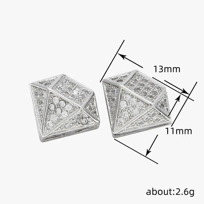 1 Pair Simple Style Geometric Inlay Copper Zircon Ear Studs