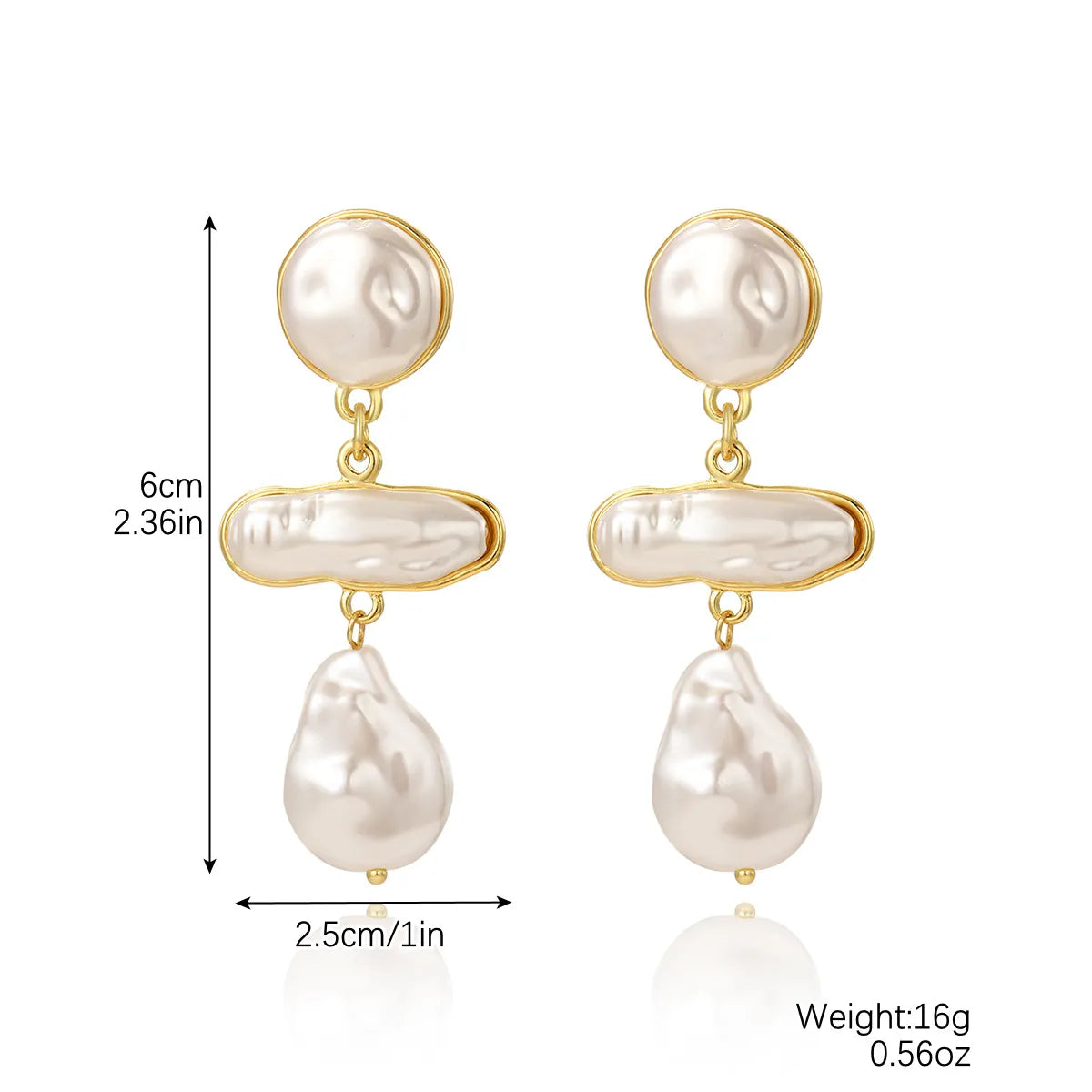 1 Pair Simple Style Geometric Inlay Imitation Pearl Rhinestones Drop Earrings