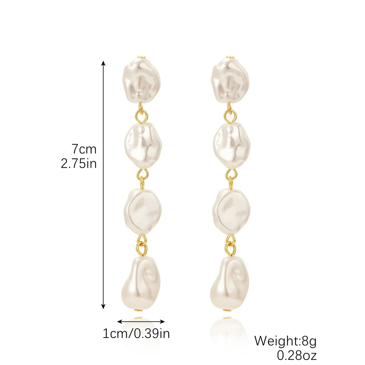 1 Pair Simple Style Geometric Inlay Imitation Pearl Rhinestones Drop Earrings