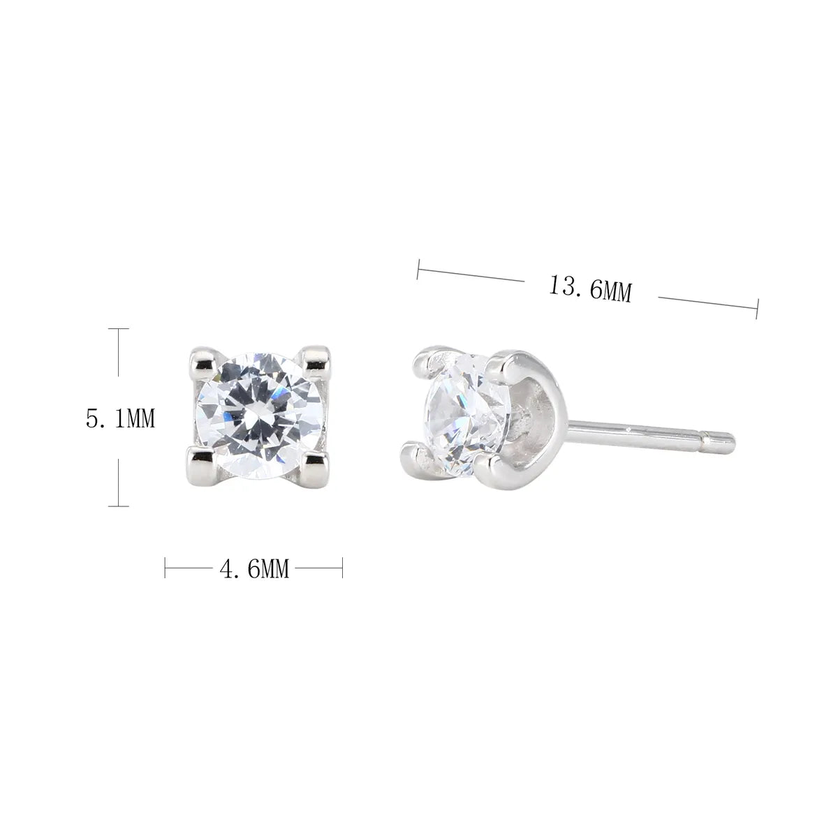 1 Pair Simple Style Geometric Inlay Sterling Silver Zircon Ear Studs