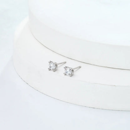 1 Pair Simple Style Geometric Inlay Sterling Silver Zircon Ear Studs