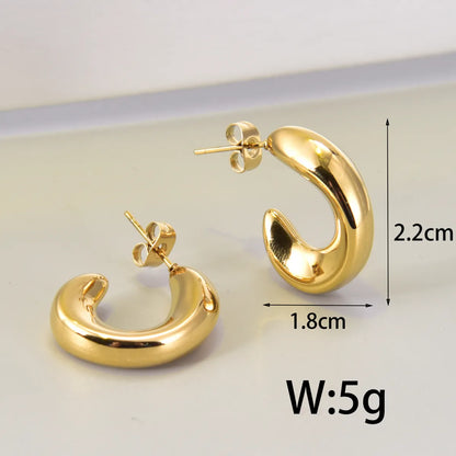 1 Pair Simple Style Geometric Inlay Titanium Steel Zircon 18K Gold Plated Earrings Ear Studs