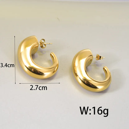 1 Pair Simple Style Geometric Inlay Titanium Steel Zircon 18K Gold Plated Earrings Ear Studs