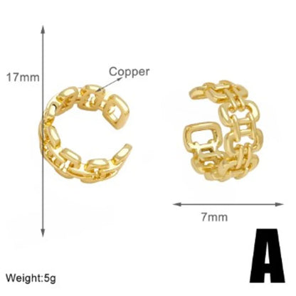 1 Pair Simple Style Geometric Letter Heart Shape Plating Copper 18K Gold Plated Ear Cuffs