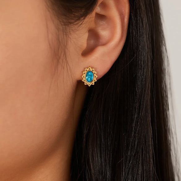 1 Pair Simple Style Geometric Oval Plating Inlay 304 Stainless Steel Zircon Ear Studs