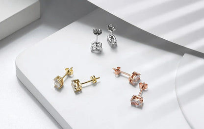 1 Pair Simple Style Geometric Oval Plating Inlay Sterling Silver Zircon 14k Gold Plated Ear Studs