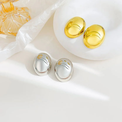 1 Pair Simple Style Geometric Oval Plating Stainless Steel Ear Studs