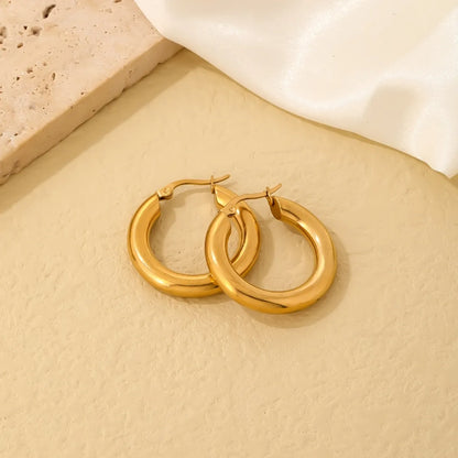 1 Pair Simple Style Geometric Oval Polishing Plating Stainless Steel Gold Plated Ear Studs