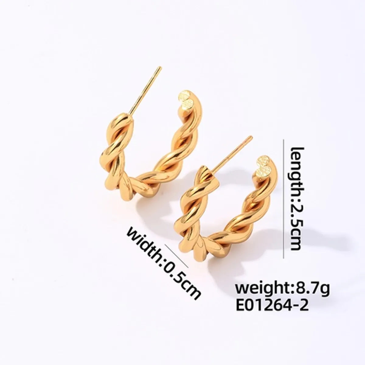 1 Pair Simple Style Geometric Oval Polishing Plating Stainless Steel Gold Plated Ear Studs