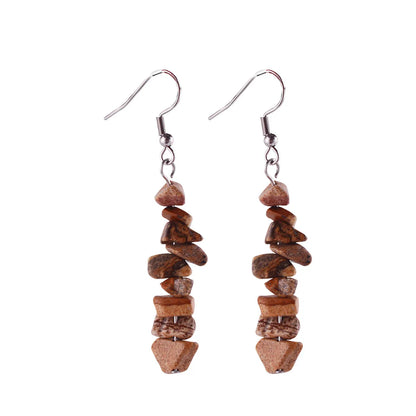 1 Pair Simple Style Geometric Patchwork Natural Stone Drop Earrings