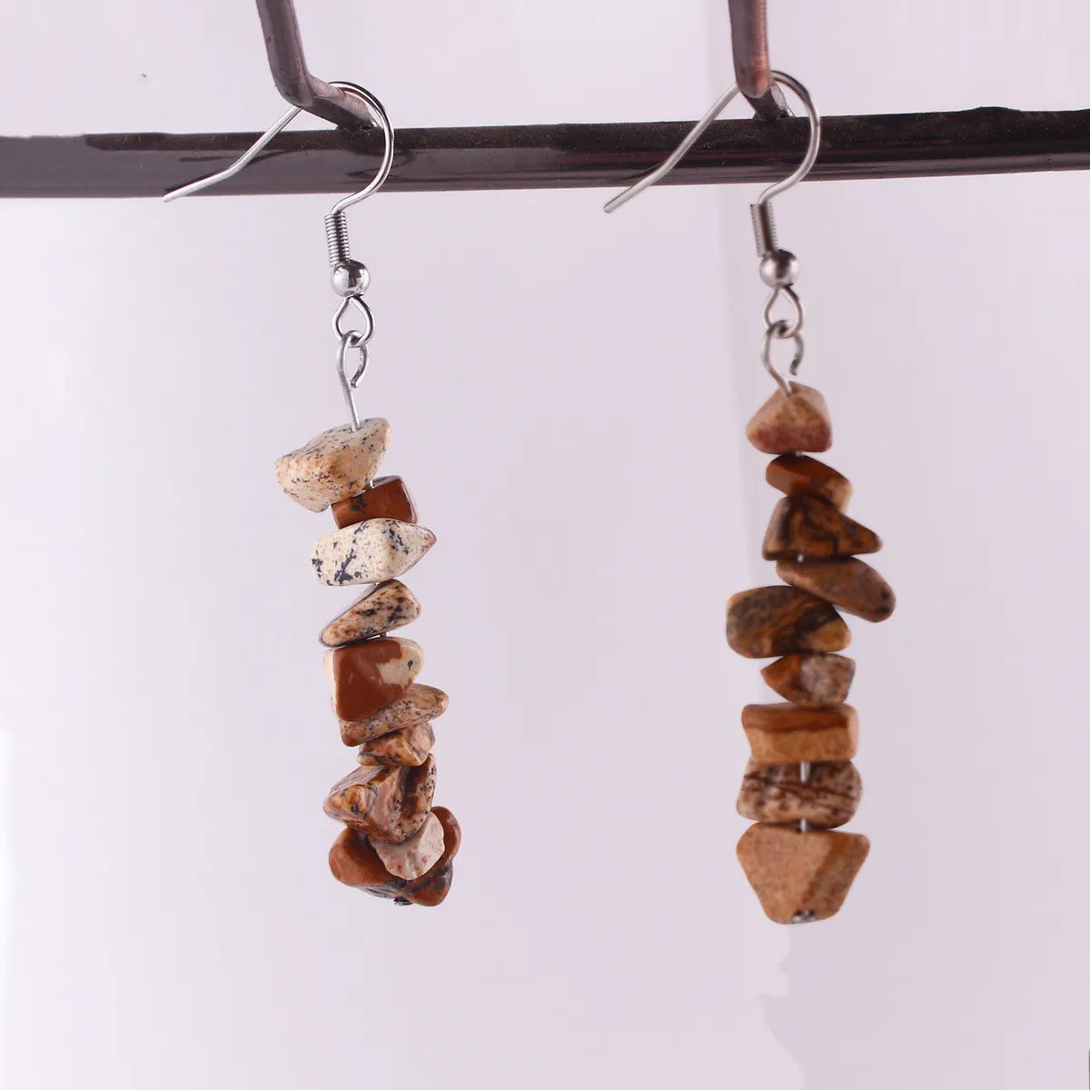 1 Pair Simple Style Geometric Patchwork Natural Stone Drop Earrings