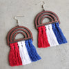 1 Pair Simple Style Geometric Patchwork Wood Polyester Drop Earrings