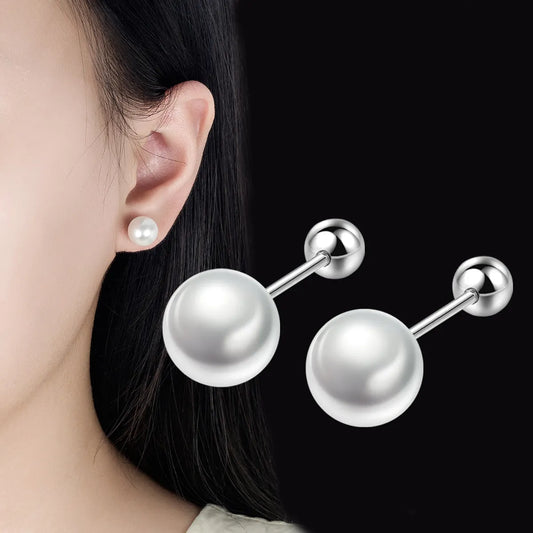 1 Pair Simple Style Geometric Pearl Copper Ear Studs