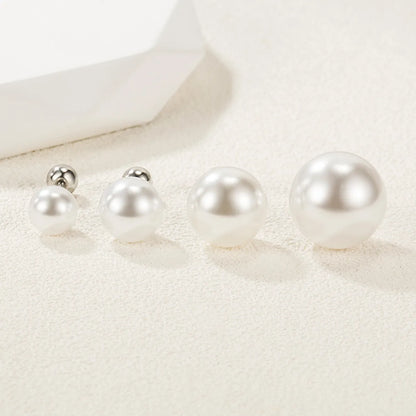 1 Pair Simple Style Geometric Pearl Copper Ear Studs