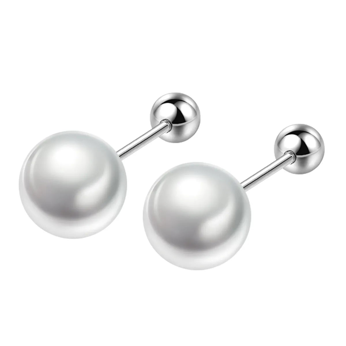 1 Pair Simple Style Geometric Pearl Copper Ear Studs