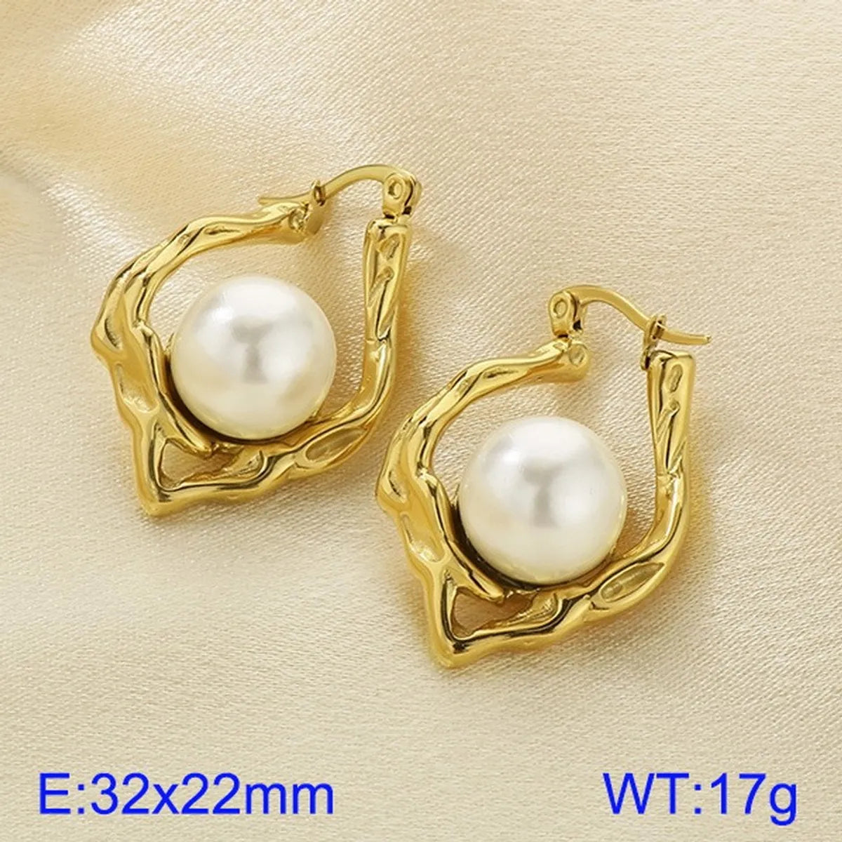 1 Pair Simple Style Geometric Plating 304 Stainless Steel Imitation Pearl 18K Gold Plated Ear Studs