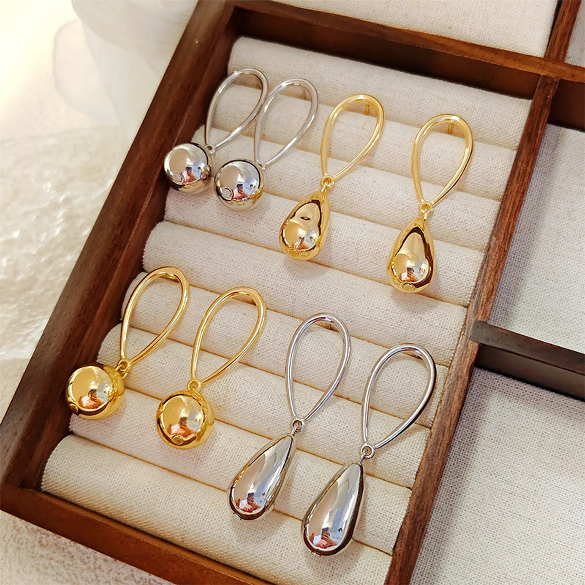 1 Pair Simple Style Geometric Plating CCB Drop Earrings