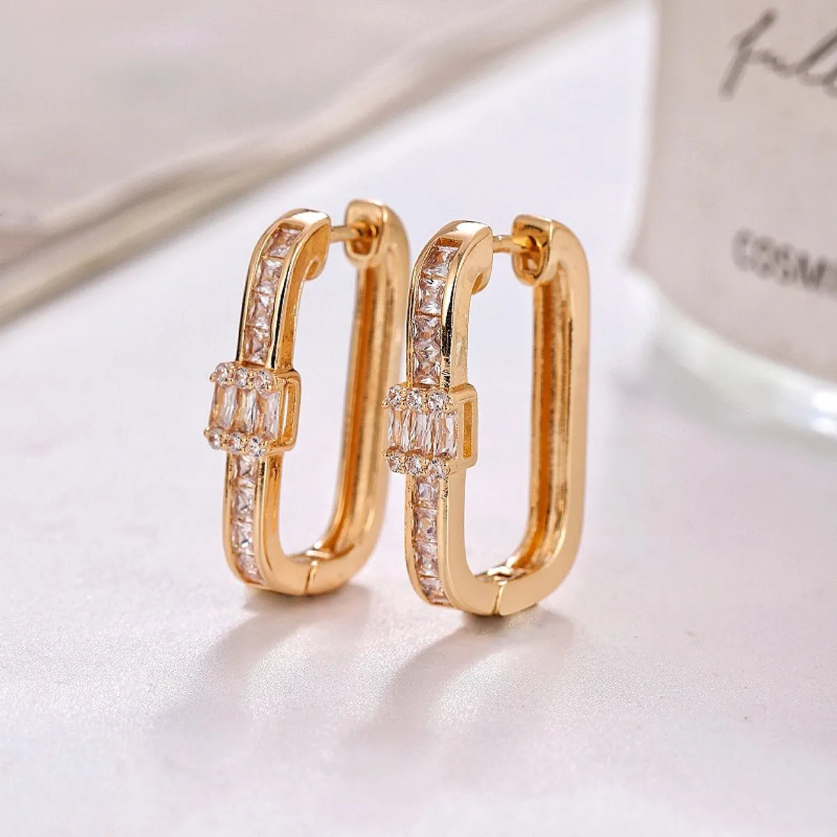 1 Pair Simple Style Geometric Plating Copper Hoop Earrings