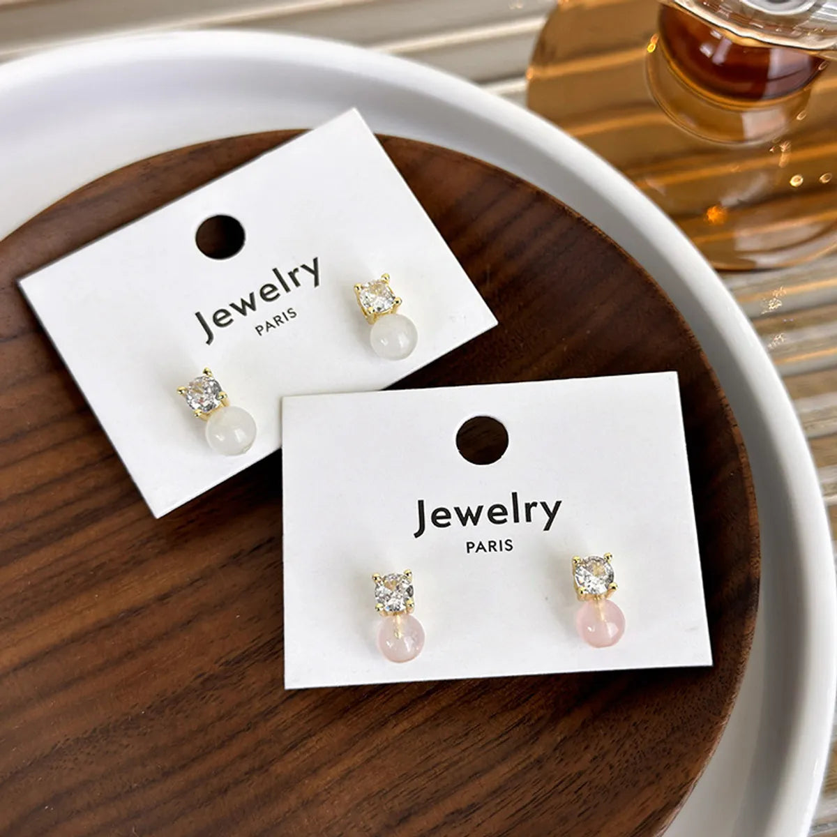 1 Pair Simple Style Geometric Plating Inlay Alloy Copper Zircon Ear Studs