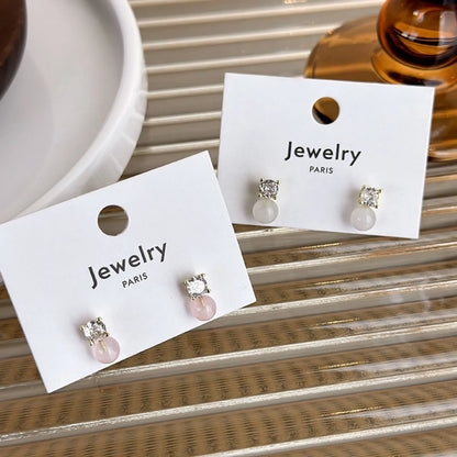 1 Pair Simple Style Geometric Plating Inlay Alloy Copper Zircon Ear Studs