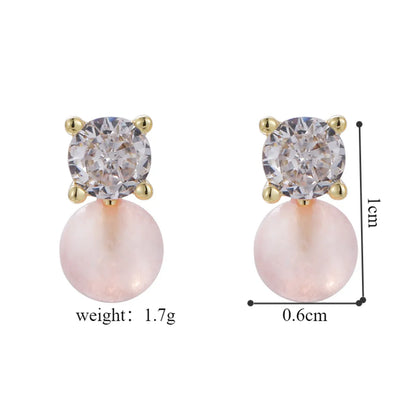 1 Pair Simple Style Geometric Plating Inlay Alloy Copper Zircon Ear Studs