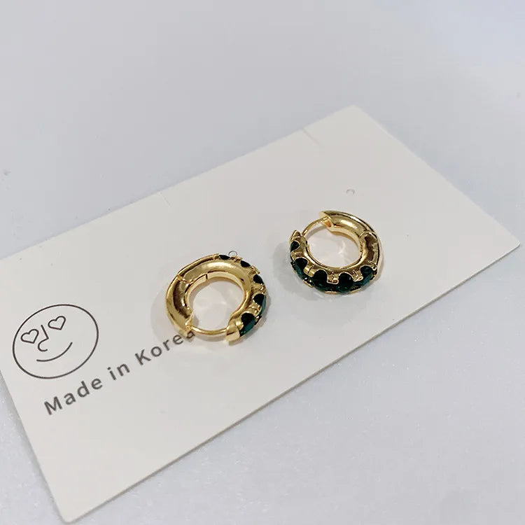 1 Pair Simple Style Geometric Plating Inlay Brass Zircon 18k Gold Plated White Gold Plated Hoop Earrings