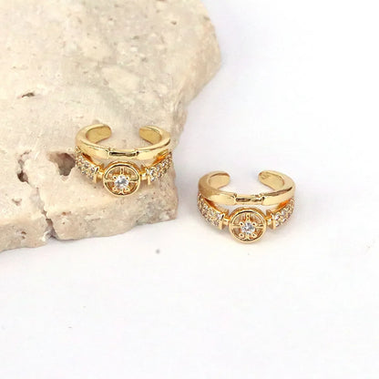 1 Pair Simple Style Geometric Plating Inlay Copper Zircon 18k Gold Plated Ear Cuffs