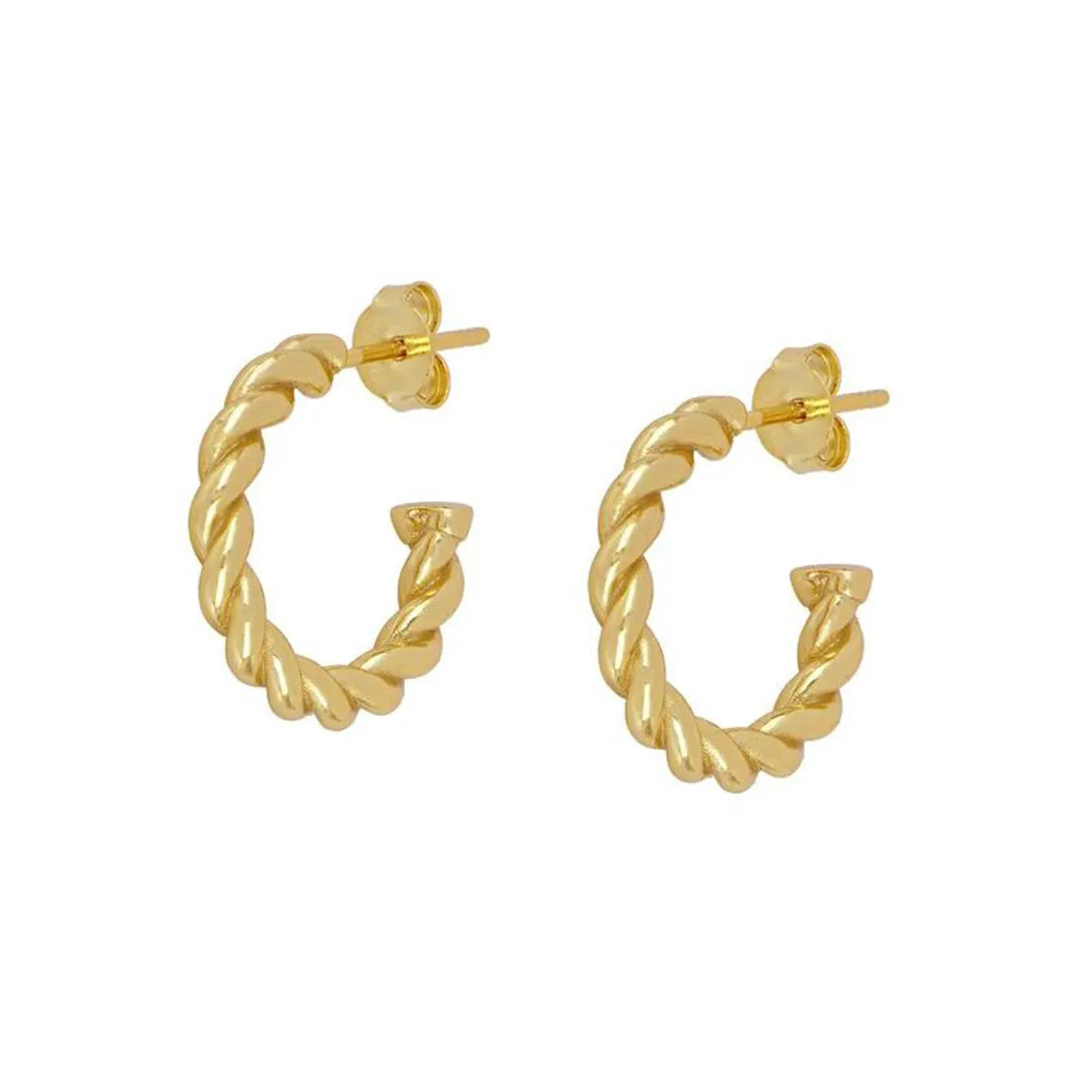 1 Pair Simple Style Geometric Plating Inlay Copper Zircon 18k Gold Plated Hoop Earrings Ear Cuffs Ear Studs