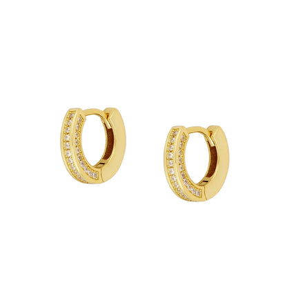 1 Pair Simple Style Geometric Plating Inlay Copper Zircon 18k Gold Plated Hoop Earrings Ear Cuffs