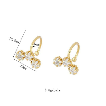 1 Pair Simple Style Geometric Plating Inlay Copper Zircon 18k Gold Plated Hoop Earrings Ear Cuffs