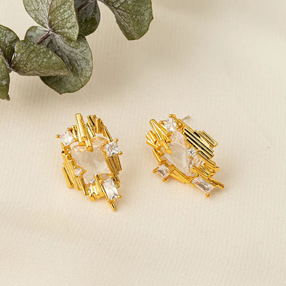 1 Pair Simple Style Geometric Plating Inlay Copper Zircon Ear Studs