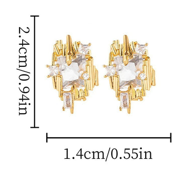 1 Pair Simple Style Geometric Plating Inlay Copper Zircon Ear Studs