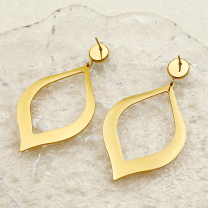 1 Pair Simple Style Geometric Plating Inlay 304 Stainless Steel Natural Stone Glass Stone 14K Gold Plated Drop Earrings