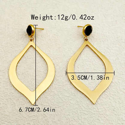 1 Pair Simple Style Geometric Plating Inlay 304 Stainless Steel Natural Stone Glass Stone 14K Gold Plated Drop Earrings