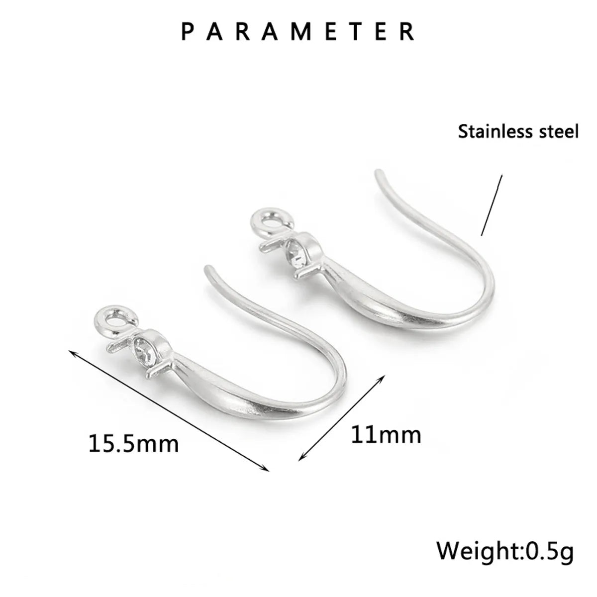 1 Pair Simple Style Geometric Plating Inlay Stainless Steel Rhinestones Ear Hook