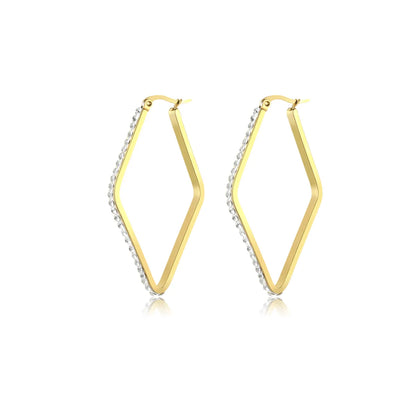 1 Pair Simple Style Geometric Plating Inlay Stainless Steel Zircon 18k Gold Plated Earrings