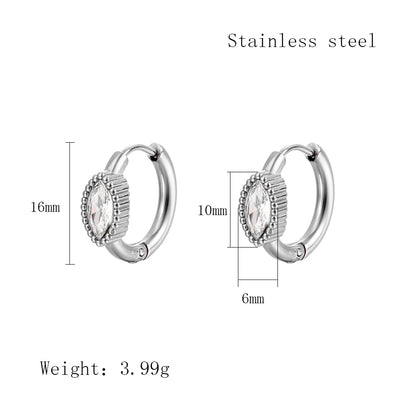 1 Pair Simple Style Geometric Plating Inlay 304 Stainless Steel Zircon 18K Gold Plated Earrings