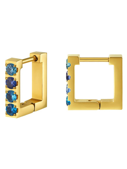 1 Pair Simple Style Geometric Plating Inlay Stainless Steel Zircon 18k Gold Plated Hoop Earrings