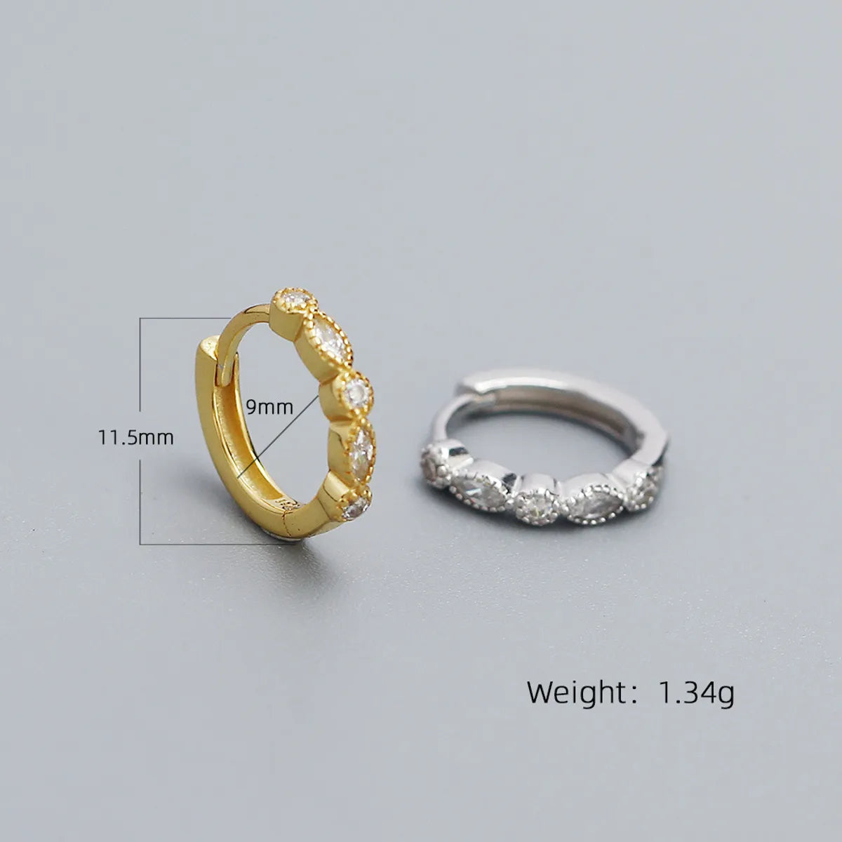 1 Pair Simple Style Geometric Plating Inlay Sterling Silver Artificial Diamond Hoop Earrings