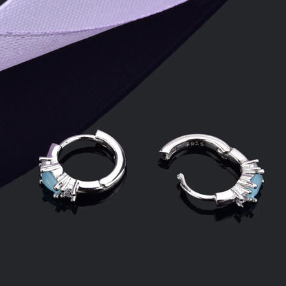 1 Pair Simple Style Geometric Plating Inlay Sterling Silver Opal Zircon 18k Gold Plated White Gold Plated Earrings