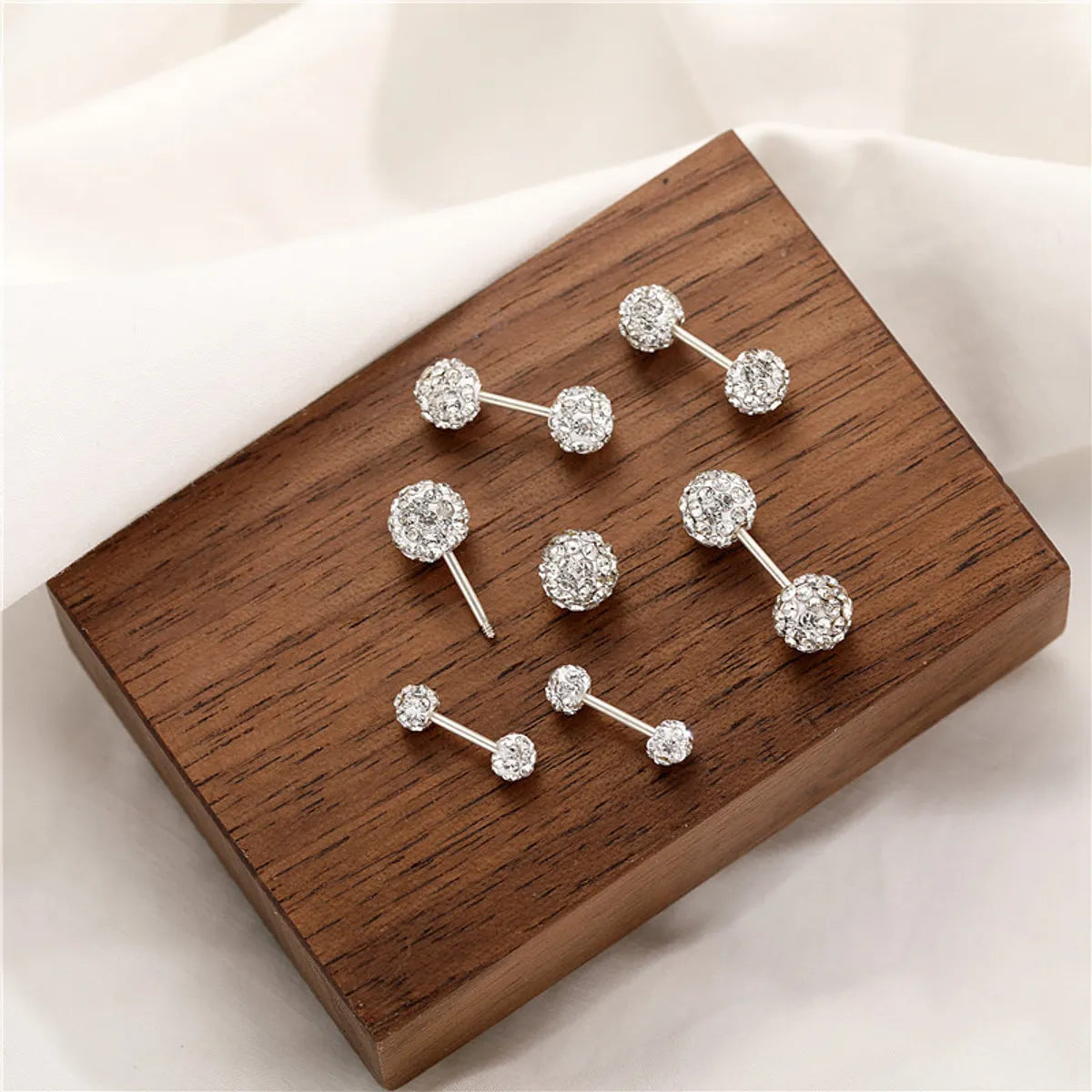 1 Pair Simple Style Geometric Plating Inlay Sterling Silver Rhinestones Ear Studs