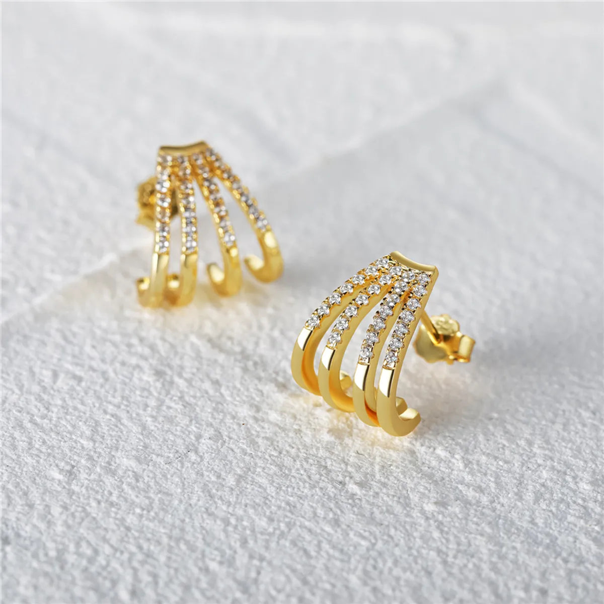 1 Pair Simple Style Geometric Plating Inlay Sterling Silver Zircon 14k Gold Plated White Gold Plated Ear Studs