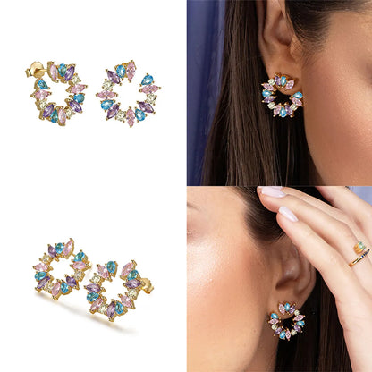 1 Pair Simple Style Geometric Plating Inlay Sterling Silver Zircon 14k Gold Plated White Gold Plated Ear Studs