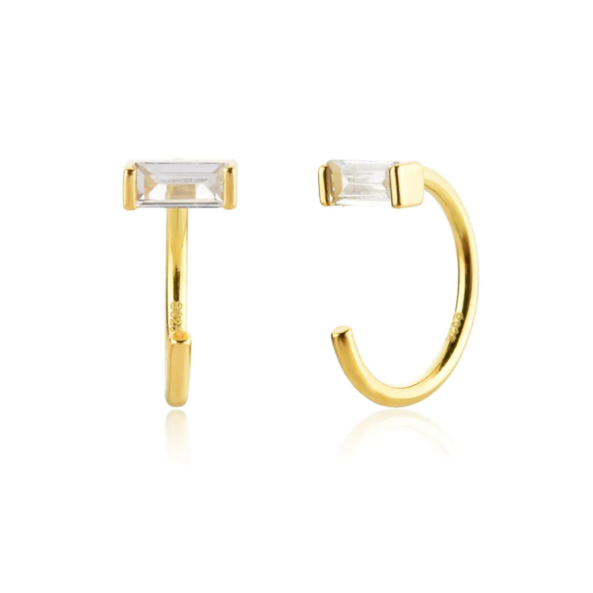 1 Pair Simple Style Geometric Plating Inlay Sterling Silver Zircon 18k Gold Plated White Gold Plated Earrings