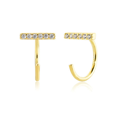 1 Pair Simple Style Geometric Plating Inlay Sterling Silver Zircon 18k Gold Plated White Gold Plated Earrings