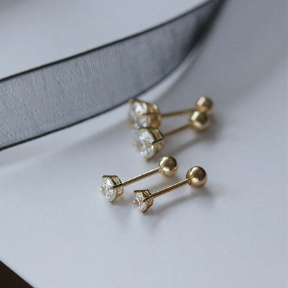 1 Pair Simple Style Geometric Plating Inlay Sterling Silver Zircon Ear Studs