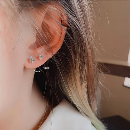 1 Pair Simple Style Geometric Plating Inlay Sterling Silver Zircon Ear Studs