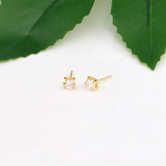 1 Pair Simple Style Geometric Plating Inlay Sterling Silver Zircon Ear Studs