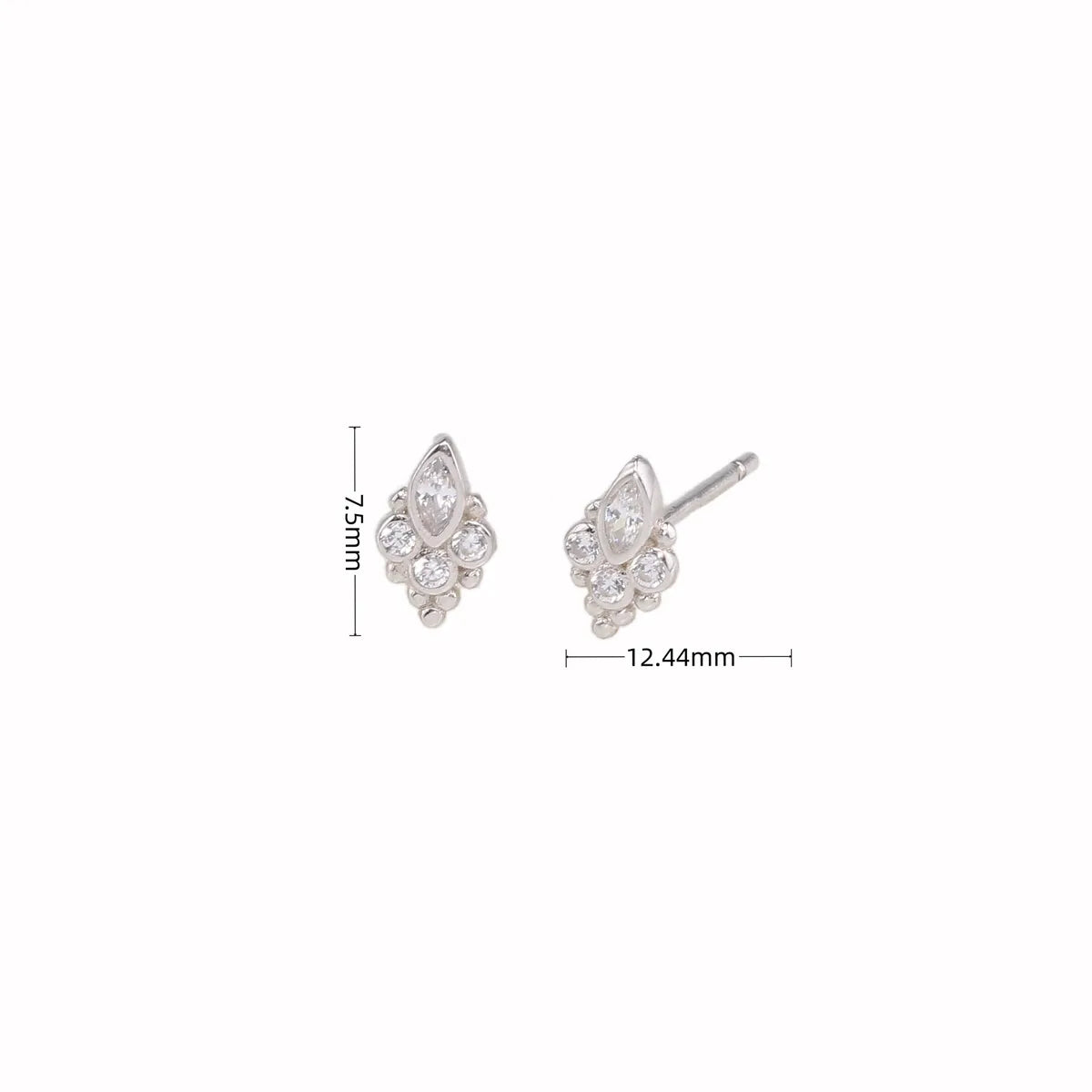 1 Pair Simple Style Geometric Plating Inlay Sterling Silver Zircon Ear Studs